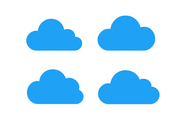 Fototapete - Set of blue cloud icons for weather forecast. Simple flat vector sign for cloud computing, data storage, network technology. Sky symbol illustration for web design.