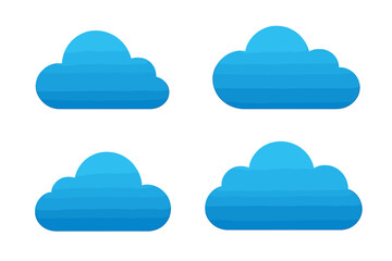 Fototapete - Collection of blue cloud symbols. Flat design graphic for cloud computing, data storage, and network services. Weather forecast icon set. Vector illustration element.