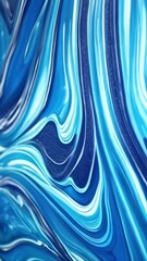 Poster - Abstract flowing blue liquid with white streaks moving in a fluid dynamic pattern