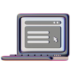 Poster - Metallic Laptop Screen Displaying Form Input, Modern 3D Render, Futuristic Vibe