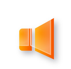 Poster - Abstract orange and white speaker icon; modern, minimalist design; vibrant, energetic mood.