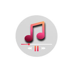 Poster - Modern Music Player App Interface: Gradient Pink Note Icon, Dark Theme