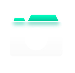 Poster - Modern Teal and White Camera Folder Icon: Clean, Minimalist Design for Digital Applications.