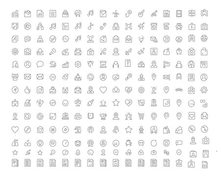 Collection of Thin Line Icons Vector Illustration for User Interface and Web Design