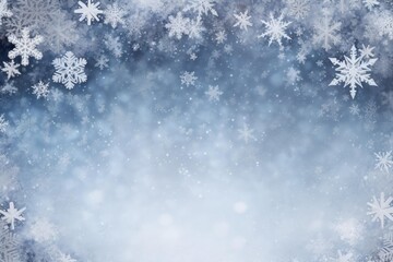 Poster - Beautiful festive snowflakes falling on a soft blue background, perfect for winter holidays projects