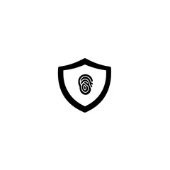 Poster - Fingerprint inside shield icon for secure login authentication protection and personal data safety