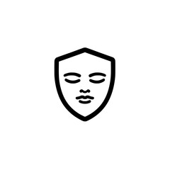 Poster - Shield with face icon symbolizing identity protection security and personal data safety concept