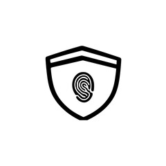 Poster - Shield with fingerprint icon symbolizing biometric security protection and identity verification
