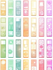 Poster - Stylized Slot Symbols Pattern Featuring Pastel Tones With Blank Space for Creative Designs in a Modern and Playful Style