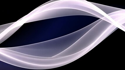 Poster - Elegant Fluid Motion Translucent Waves in Abstract Design Against Dark Background, Showcasing Light and Tranquility in Shades of White and Blue.