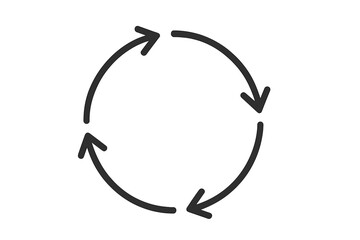 Poster - Circular arrows loop icon showing continuous cycle process, refresh reload rotation symbol, recycling flow diagram, infinity loop motion, round arrow circle vector illustration on transparent backdrop