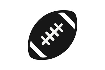 Poster - American football ball icon silhouette. Flat rugby sports equipment symbol for mobile app button, web UI, infographic. Isolated vector illustration on transparent background