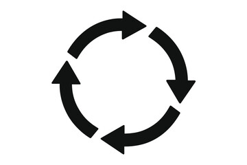 Poster - Circular process arrows icon, black loop cycle symbol, recycling refresh reload sign, sustainability cycle, iteration feedback loop, vector illustration isolated on white