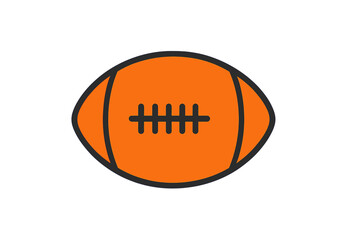 Poster - American football icon vector illustration. Orange sports ball symbol for app UI, website design, game interface. Flat style rugby ball graphic element isolated