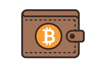 Poster - Bitcoin cryptocurrency wallet icon vector illustration. Digital crypto currency virtual wallet symbol for mobile app UI interface website design financial payment
