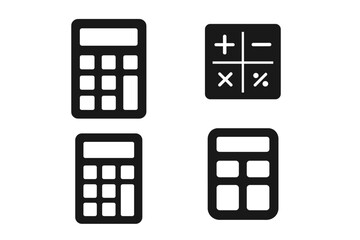 Poster - Calculator icon set mathematics symbols app UI website vector graphics. Math calculation business finance accounting digital interface design transparent background