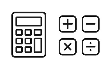 Poster - Calculator icon set with mathematical operation symbols for app UI interface design. Math arithmetic buttons plus minus multiply divide vector illustration