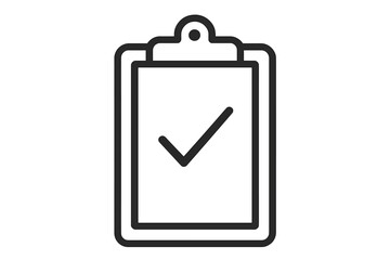 Poster - Clipboard with Check Mark Icon. Completed Task Checklist Symbol. Approval, Verification, Quality Assurance, Compliance, To-Do List Concept. Thin Line Vector for App, Web, Print.