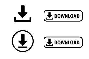 Poster - Download button icons set. Web interface elements. Arrow download symbols for website app software. Vector illustration transparent background UI design
