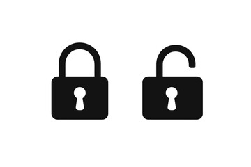 Poster - Lock unlock icon set. Security privacy padlock symbols. UI UX interface elements. App website design. Authentication access control. Vector illustration isolated