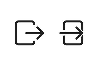 Poster - Minimalist login and logout arrow icons. Enter and exit symbols for user account access in mobile app interface, web button, UI UX navigation, line outline vector illustration