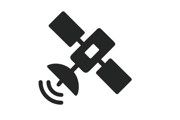 Poster - Satellite icon silhouette glyph, space technology communication symbol, GPS navigation, telecom broadcast sign, wireless antenna, vector illustration for app UI and web interface