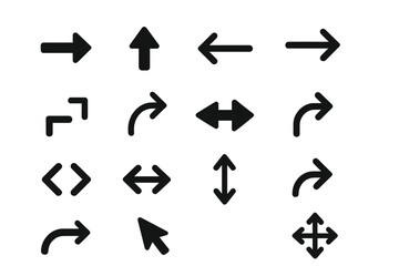 Poster - Big bundle of black flat arrow icons and cursors for interface navigation, direction, rotation, resize, scroll, web UI UX design elements, vector isolated transparent PNG set