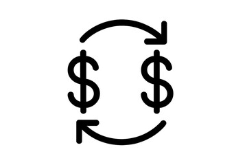 Poster - Money transfer icon dollar symbol exchange circulation finance banking payment transaction mobile app UI web design vector illustration transparent background
