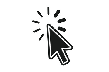 Poster - Mouse cursor click loading icon computer mobile app UI design. Black pointer white stroke vector illustration transparent background interface element web
