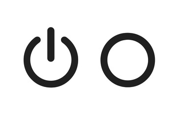 Poster - Power on off button electrical symbol icon set. Control interface element. Start stop switch symbol. UI UX design element. Electric power control button symbol vector