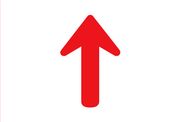 Poster - Red arrow pointing up direction symbol. Growth success increase concept. Simple minimalist vector icon design. Upward movement progress indicator transparent background