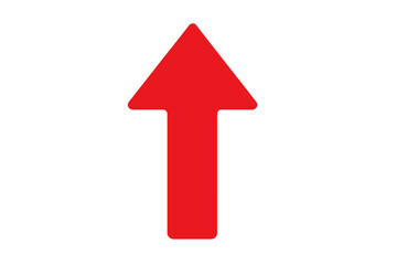 Poster - Red upward pointing arrow icon symbol. Simple clean direction navigation marker. Growth progress success concept vector graphic illustration design element