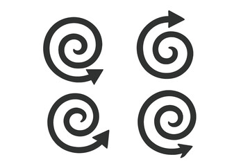 Poster - Spiral arrow icons set. Rotating directional arrows collection. Vector swirl symbols for loading, refresh, process flow. Transparent background graphics for web design