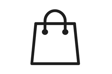 Poster - Shopping bag icon vector symbol. E-commerce retail purchase outline pictogram. Minimalist black shopping basket handle design. Transparent background commercial graphic