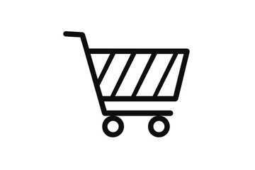 Poster - Shopping cart icon vector transparent background. E-commerce retail basket symbol. Online store purchase buy button. Market trolley graphic design element illustration