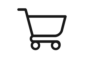 Poster - Shopping cart icon vector transparent background. E-commerce basket symbol. Online store buy button. Retail purchase graphic. Black outline trolley illustration