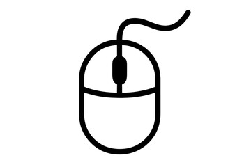 Poster - Computer mouse icon outline vector illustration. Simple line art technology symbol. Minimalist PC peripheral device graphic. Black white linear design element transparent background