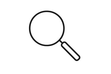 Poster - Magnifying glass search icon outline style. Black magnifier lens symbol on transparent background for discover, zoom, find tool, website app UI, analytics, detective concept vector illustration