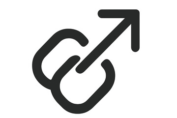 Aufkleber - External link icon vector arrow up right chain hyperlink symbol share outbound reference glyph black simple flat UI design concept transparent background illustration