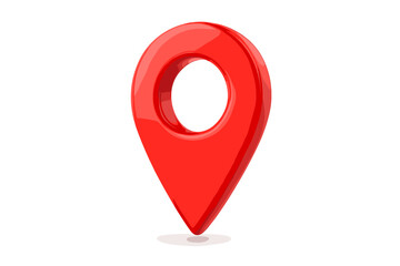 Poster - Red 3D map location pin icon, GPS navigation marker symbol, glossy geolocation pointer, travel navigation tag, route waypoint direction sign, isolated vector illustration on white
