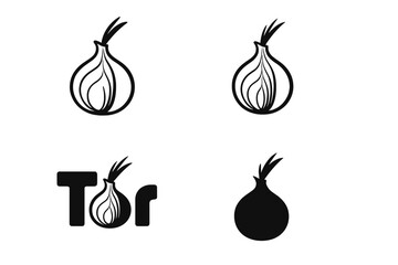 Poster - Tor browser onion logo icon set. Symbol of privacy, anonymity and internet security. Anonymous secure connection technology. Dark web and deep web network concept vector.