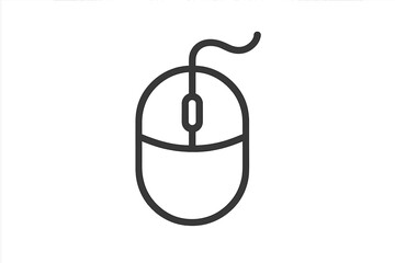 Poster - Computer mouse vector line icon illustration. Simple outline wired hardware device symbol. Minimal flat design black stroke graphic isolated on white background for UI, web, app.