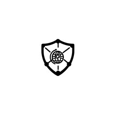Poster - Shield with globe icon symbolizing global protection worldwide security and international safety

