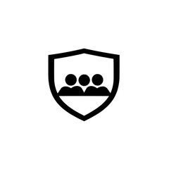Poster - Group people inside shield icon for secure community protection digital safety and teamwork