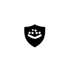 Poster - Shield with group people icon symbolizing team protection community security and unity defense

