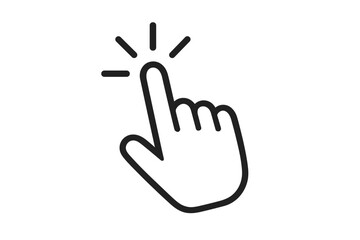 Poster - Hand cursor click icon. Pointer finger press button. Tap gesture symbol. UI UX element for web and app design. Select, choose or push action. Vector illustration.