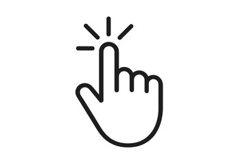 Fototapete - Pointer cursor hand icon clicking finger touch. UI interface click button symbol. Web design navigation cursor. Vector illustration isolated transparent background