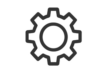 Poster - Settings gear icon line art. Black outline cogwheel vector illustration. Mechanical machinery symbol for system preferences, software configuration, web app UI isolated on white