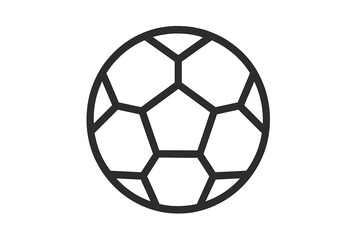 Poster - Soccer football ball icon outline, line art symbol, simple black sports pictogram for mobile app button, web UI UX design, isolated vector illustration on transparent background