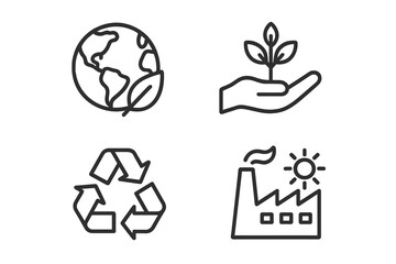 Fototapete - Ecology environment icon set linear style. Green eco sustainable nature earth recycling plant protection symbols. Vector graphics web app design elements collection